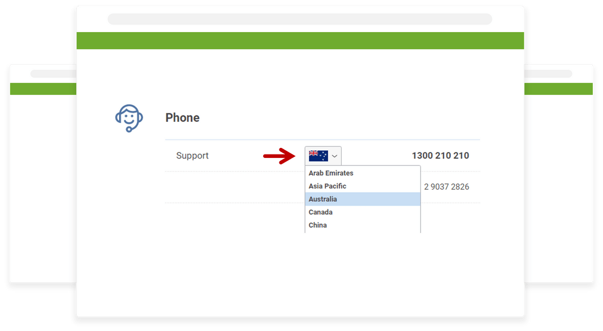 Screenshot of Crazy Domains' Contact Number Selector
