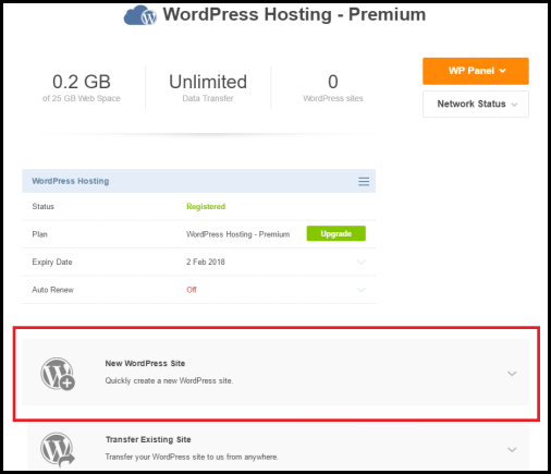 How to Add a new WordPress Site option using Crazy Domains WordPress Hosting