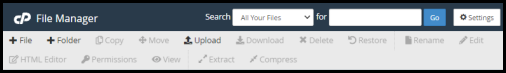 task bar on cPanel File manager via hosting manager