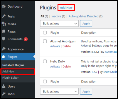WordPress plugins buttons