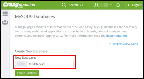 create a new database via mysql database