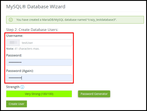 create users via mysql database wizard