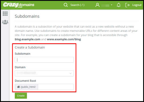 create a subdomain in your hosting account
