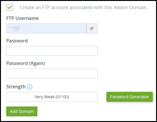 create ftp for addon domain input field