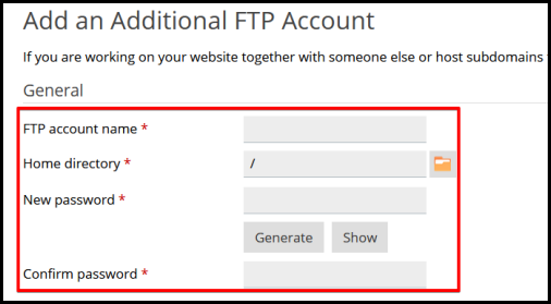 Additional FTP account field in Plesk Hosting Manager