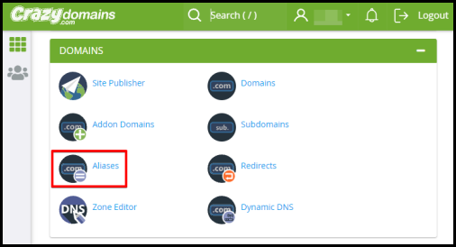 aliases option in cpanel via hosting manager