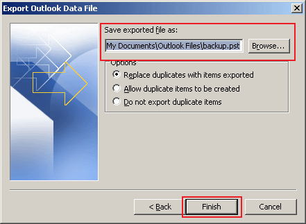 how to export data in Outlook 2010 step 6