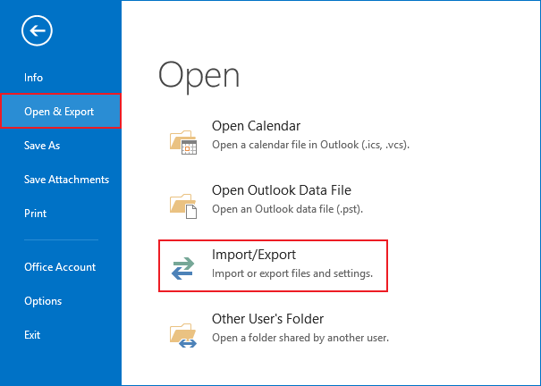 how to export data in Outlook 2013 step 2