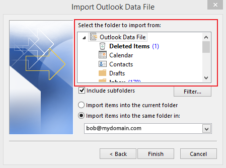 import data to Outlook 2010 step 6