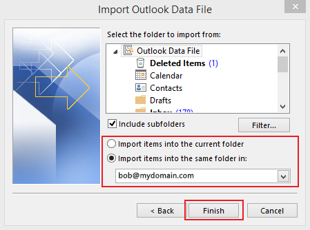 import data to Outlook 2010 step 7