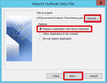 importing data in Outlook 2013 step 5