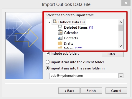 importing data in Outlook 2013 step 6