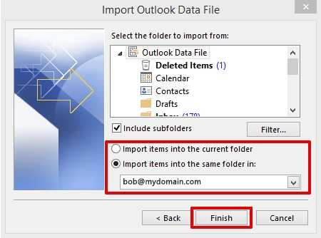 importing data in Outlook 2013 step 7