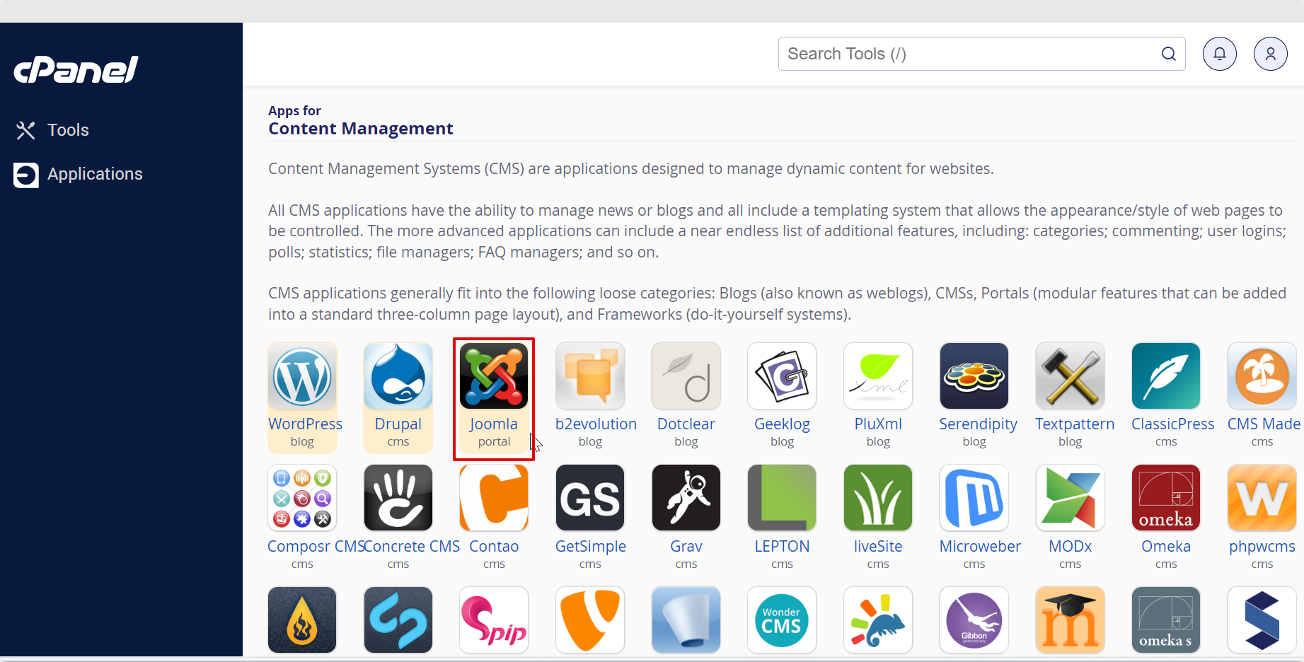 List of apps for Content Management in Installatron