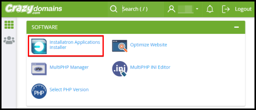 installatron applications installer option via hosting manager