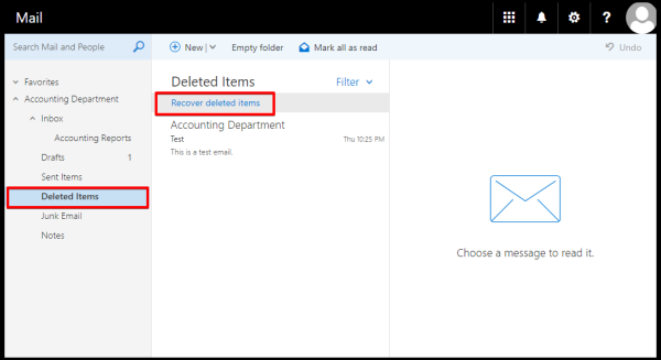 recover deleted emails from server on owa