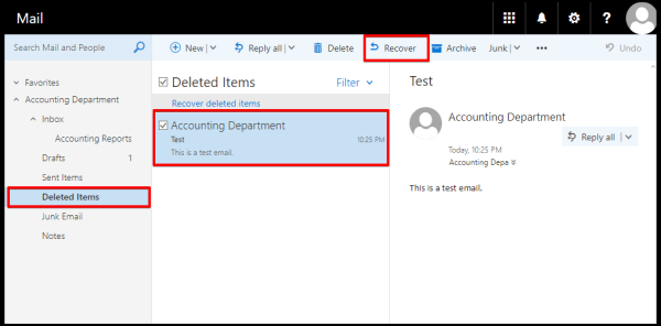 recover deleted emails via owa