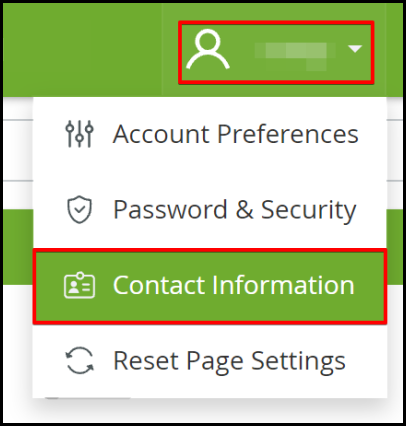 control panel setting up hosting notification drop-down option