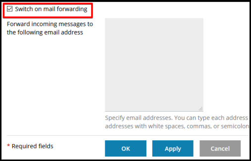 enable email forwarding option in plesk