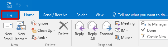 setting up outlook 2016 to check email step 1.A