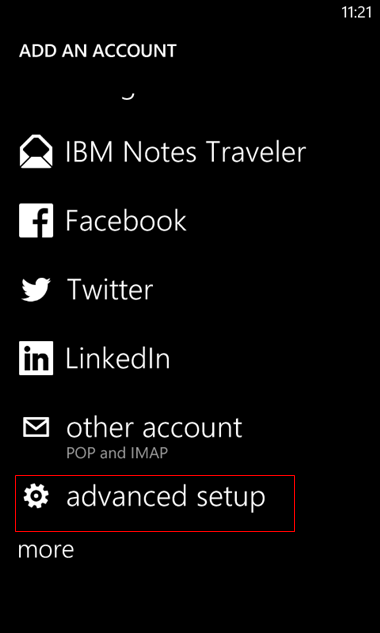 set up Windows mobile to send and receive email Step 5