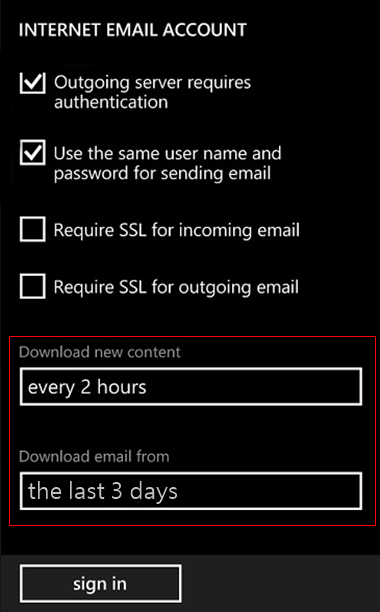 set up Windows mobile to send and receive email Step 12
