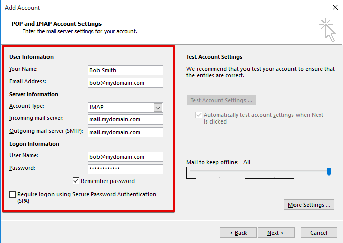 setting up outlook 2013 to check email step 5