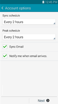 setting up galaxy phones to check your email step 6