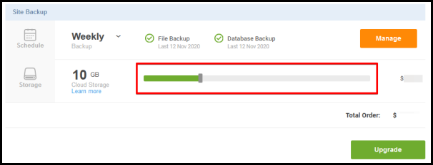 site backup slider bar to upgrade the product