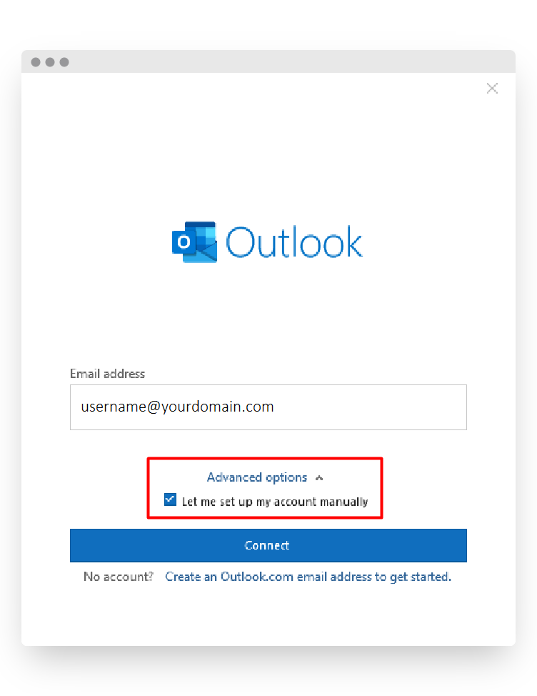 Screenshot of CD Email Setup Outlook M365 Advanced Options