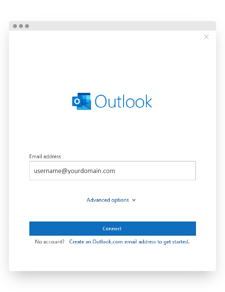 Screenshot of CD Email Setup Outlook M365 Enter Address Screen