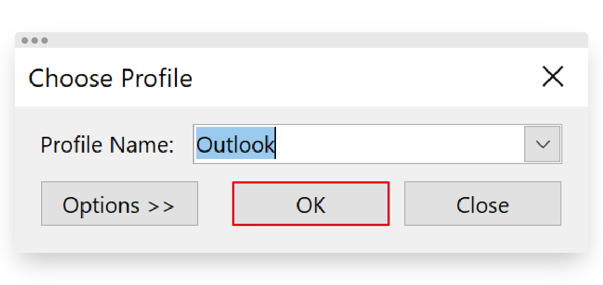 Screenshot of CD Email Setup Outlook M365 Choose Profile Option