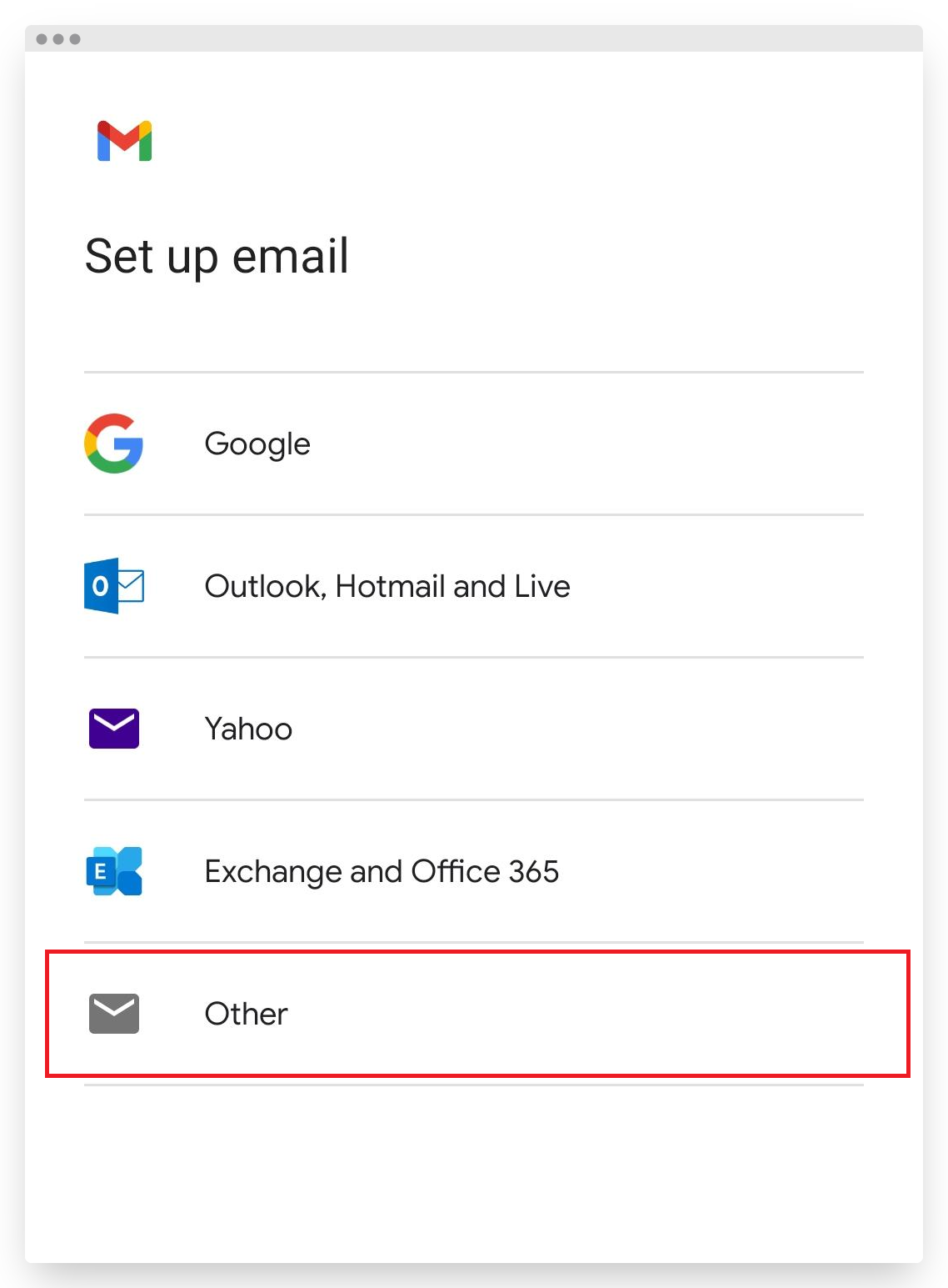 Screenshot of CD Plesk Email Setup Android Gmail Other Option