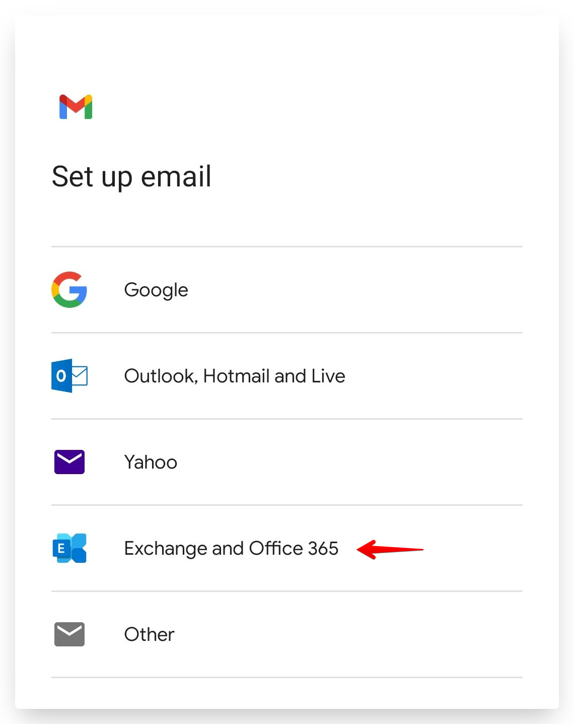 Screenshot of CD Email Exchange Setup Android Gmail Account Type