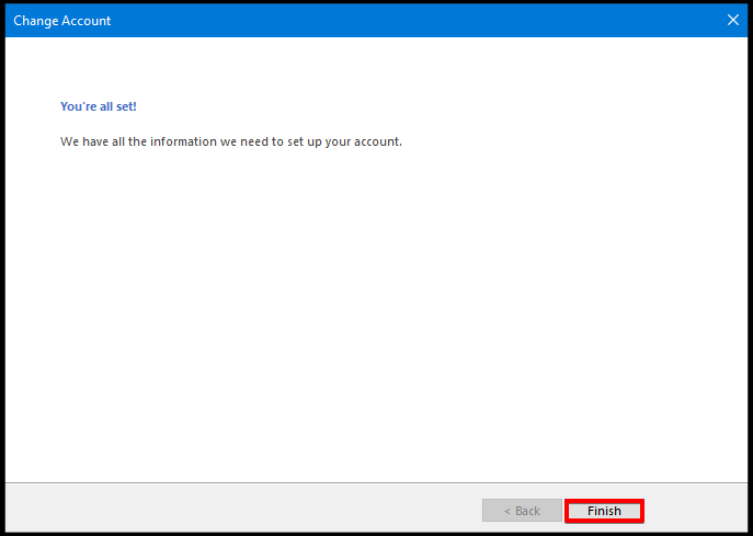 configure window on Outlook to set cached mode