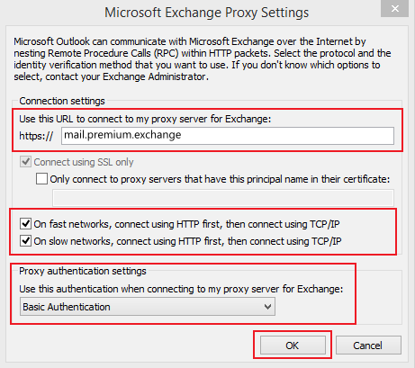 Set up Email Exchange using Outlook 2010 instructions step 9