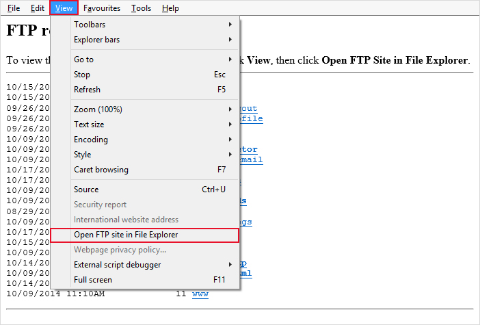 using windows 7 to upload and how to open ftp site in file explorer