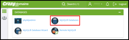access to mysql database option via hosting manager