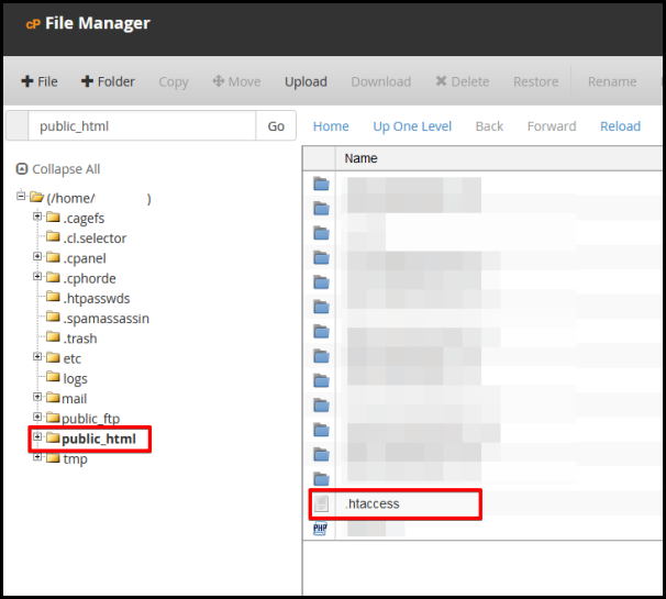 htaccess file on file manager