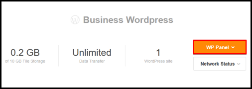 WP Panel button in WordPress Hosting manager page
