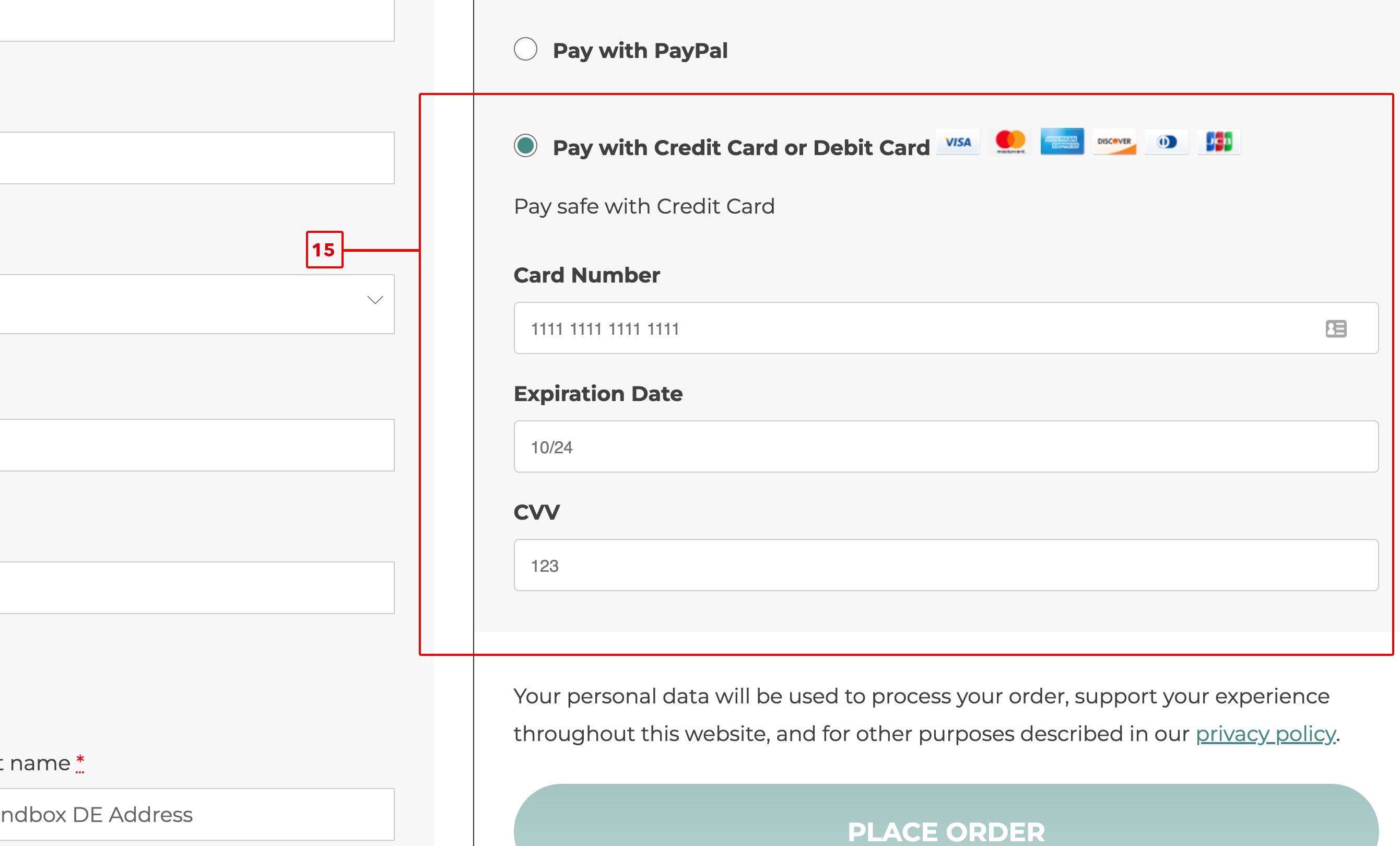 Screenshot of CD YITH WooCommerce PayPal Checkout Page
