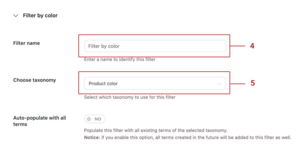 Screenshot of CD YITH WooCommerce AJAX Filter Name and Taxonomy